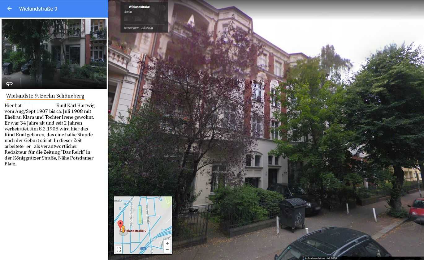 1907-8 wohnte EKH Wielandstr. 9, Bln. Friedenau (Bild fehlt)